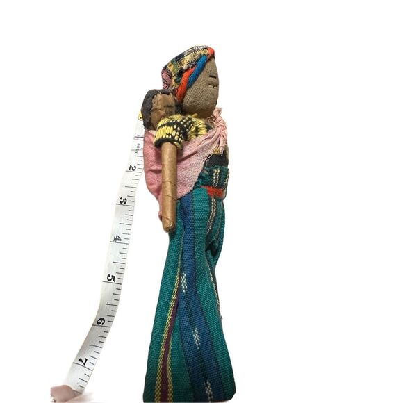 Two Handmade Folk Peruvian Dolls Mom Dad and Baby Vintage Fabric - Picture 11 of 15